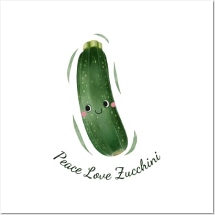 Peace Love Zucchini Watercolor Cute Posters and Art